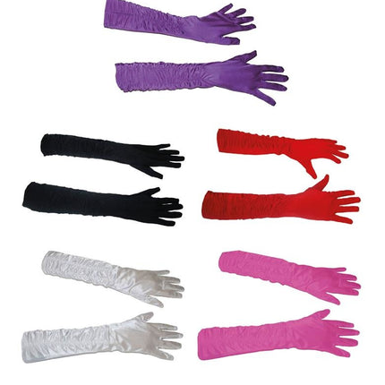 Funny Fashion Rode handschoenen gerimpeld 46cm