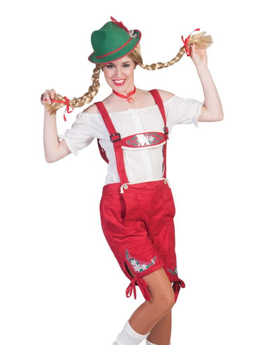 Funny Fashion Rode lederhosen voor dames