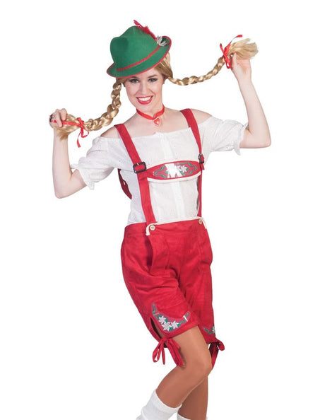Funny Fashion Rode lederhosen voor dames