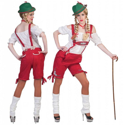 Funny Fashion Rode lederhosen voor dames