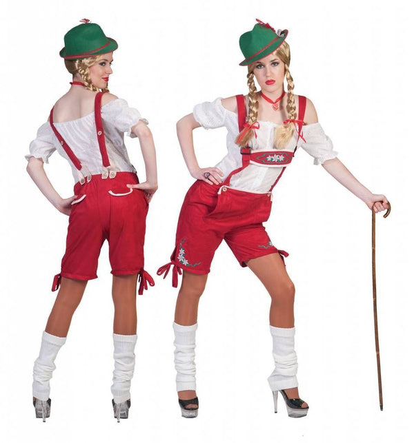 Funny Fashion Rode lederhosen voor dames
