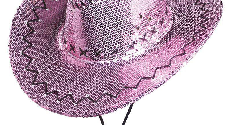 Funny Fashion Roze cowboyhoed met pailletten