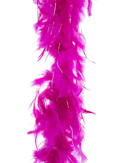 Funny Fashion Roze Fuchsia veren boa met zilveren lurex draad 45gr