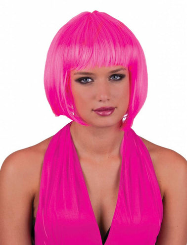 Funny Fashion Roze Pruik sexy Holly neon roze