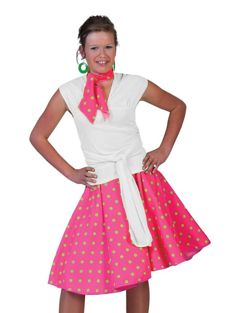 Funny Fashion Roze rock & roll rokje groene stippen