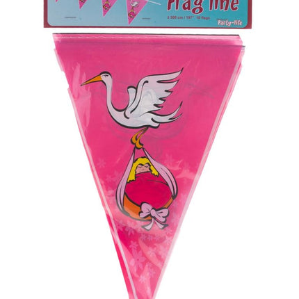 Funny Fashion Roze vlaggenlijn slinger meisje 5mtr.