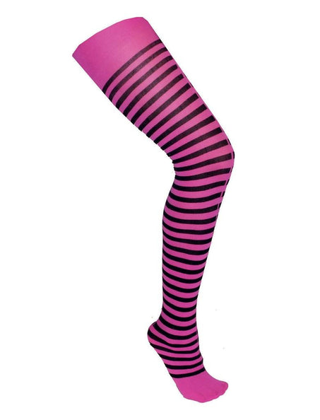 Funny Fashion Roze zwart gestreepte panty