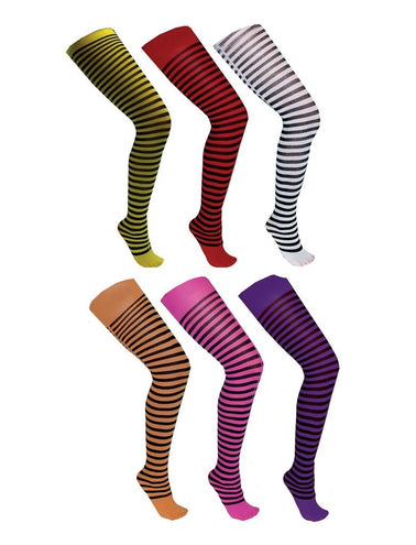 Funny Fashion Roze zwart gestreepte panty