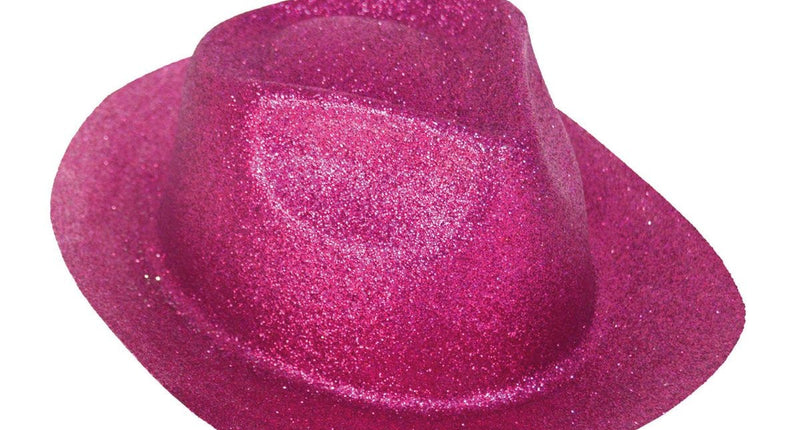 Funny Fashion Roze/Fuchsia gleufhoed met glitters