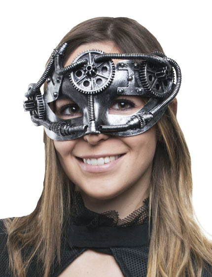 Funny Fashion Steampunk masker met tandwiel