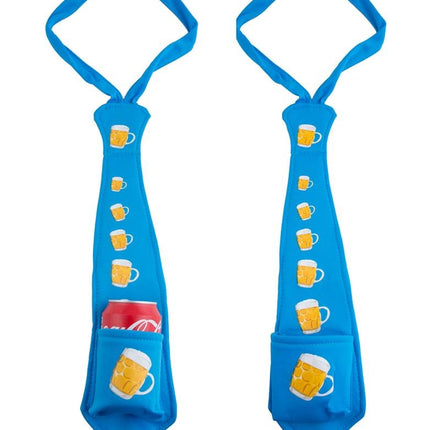 Funny Fashion Stropdas bierpul met blikjeshouder