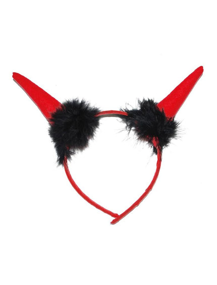 Funny Fashion Tiara duivel hoorntjes met veertjes