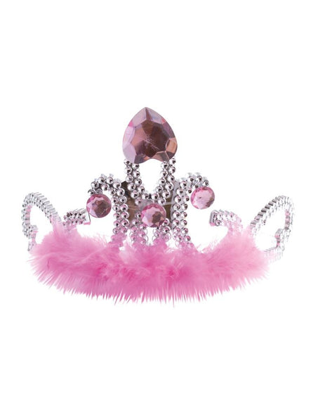 Funny Fashion Tiara met marabou en nep diamanten