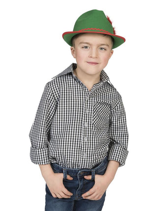 Funny Fashion Tiroler blouse zwart wit geblokt