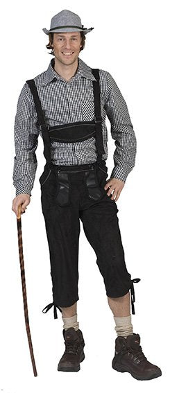 Funny Fashion Tiroler blouse zwart wit geblokt