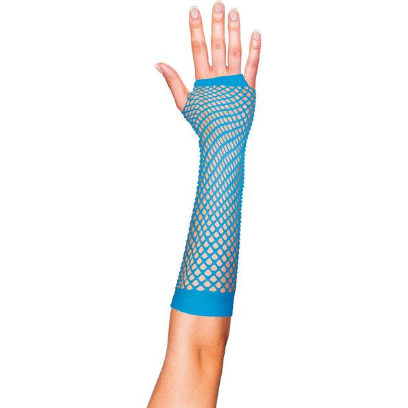 Funny Fashion Turquoise visnet handschoenen lang model