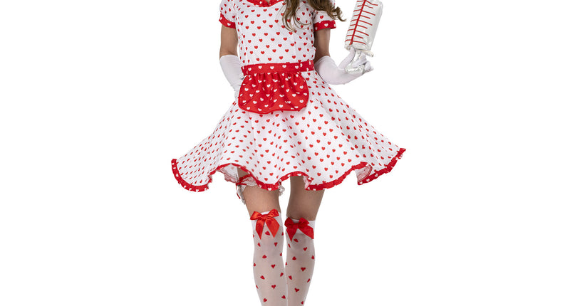 Funny Fashion Verpleegstersjurk Zoë met hartjes