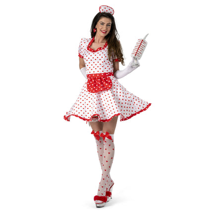 Funny Fashion Verpleegstersjurk Zoë met hartjes