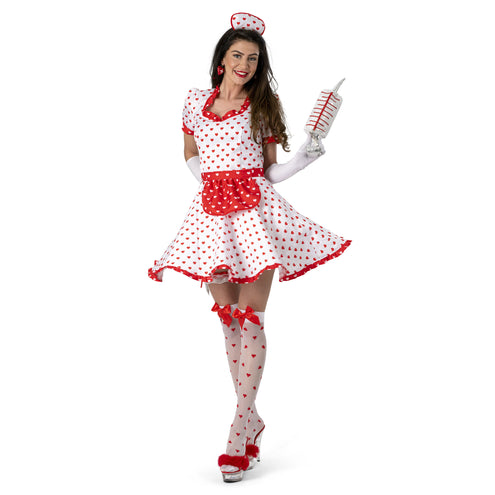 Funny Fashion Verpleegstersjurk Zoë met hartjes