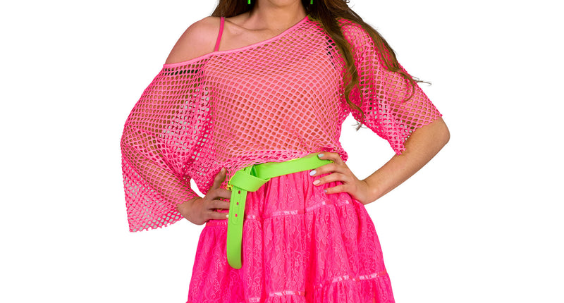 Funny Fashion Visnet shirt Evi in neon roze