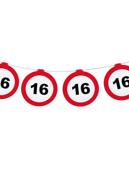 Funny Fashion Vlaggenlijn 16 jaar verkeersborden