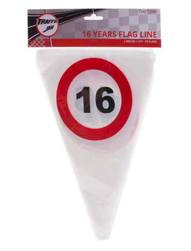 Funny Fashion Vlaggenlijn 16e verjaardag met verkeersborden