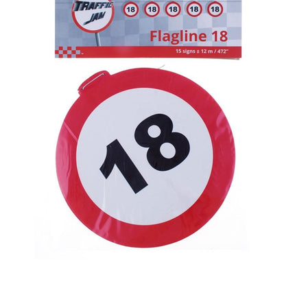 Funny Fashion Vlaggenlijn  verkeersbord 18  jaar