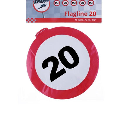 Funny Fashion Vlaggenlijn  verkeersbord 20  jaar