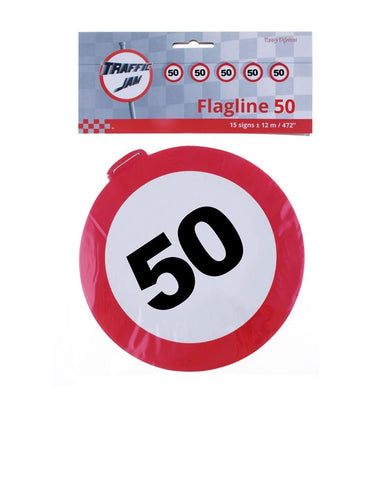 Funny Fashion Vlaggenlijn  verkeersbord 50 jaar