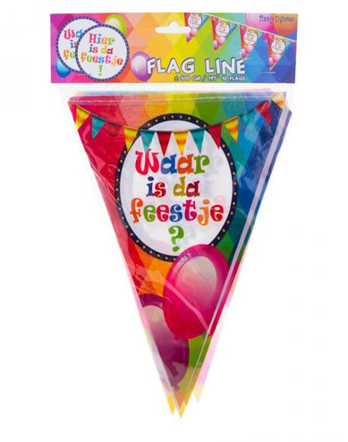 Funny Fashion Vlaggenlijn Waar is dat feestje/hier is dat feestje
