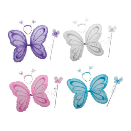 Funny Fashion Vlinderset 3delig 4 kleuren