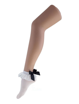 Funny Fashion Witte disco sokjes met zwarte strik