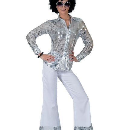 Funny Fashion Witte glitter discobroek