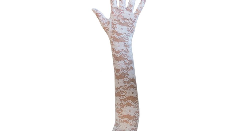 Funny Fashion Witte kanten handschoenen  45cm