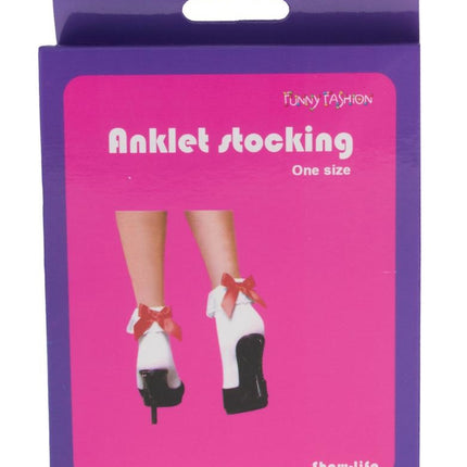 Funny Fashion Witte party enkel sokjes met rode strik