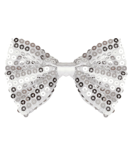 Funny Fashion Zilveren disco glitter strik met pailletten