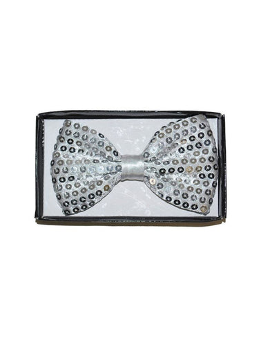 Funny Fashion Zilveren disco glitter strik met pailletten