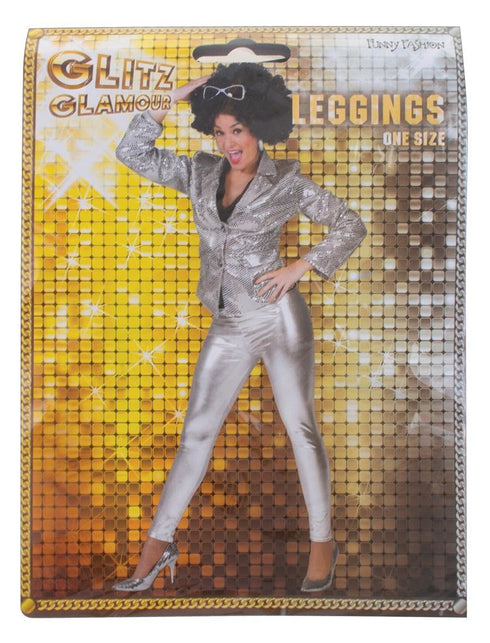 Funny Fashion Zilveren glanzende legging