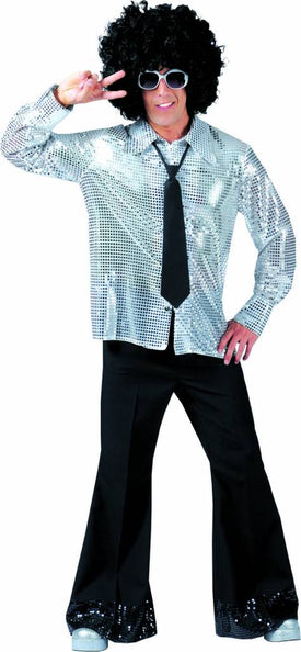 Funny Fashion Zilveren glitter overhemd heren