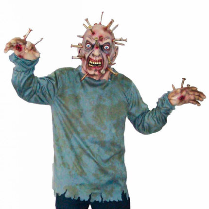 Funny Fashion Zombie kostuum spijkers door hoofd