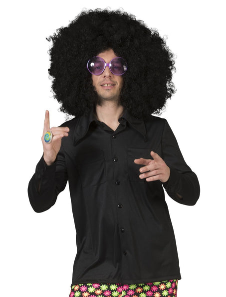 Funny Fashion Zwart disco hemd Johny