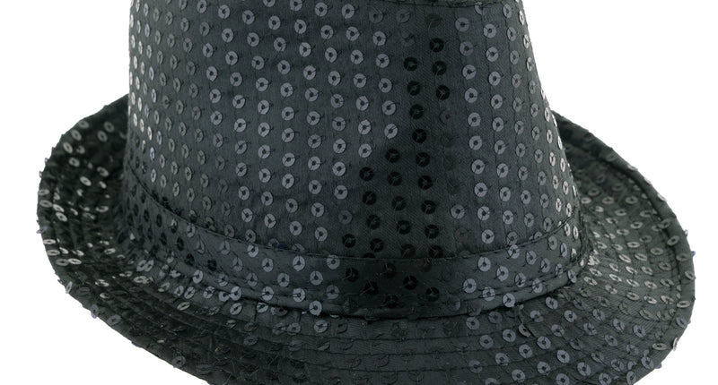 Funny Fashion Zwart glitterhoed met pailletten