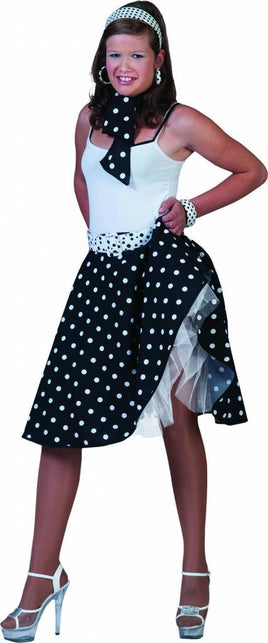 Funny Fashion Zwart rock & roll rokje met stippen