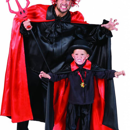 Funny Fashion Zwart rode cape dubbelzijdig heren luxe