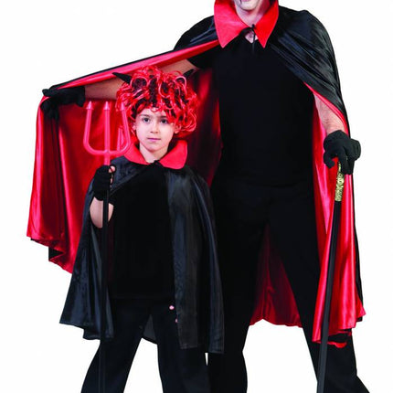 Funny Fashion Zwart rode cape dubbelzijdig kind