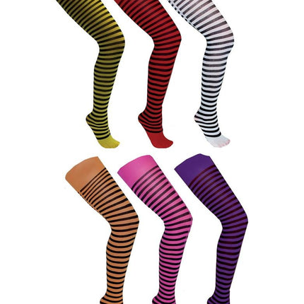 Funny Fashion Zwart wit gestreepte panty