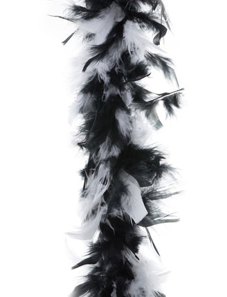 Funny Fashion Zwart witte veren boa 45gr