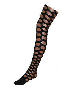 Funny Fashion Zwarte disco panty met grote gaten