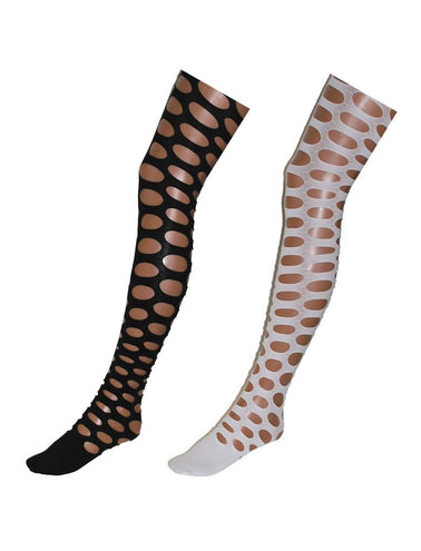 Funny Fashion Zwarte disco panty met grote gaten