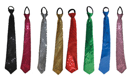 Funny Fashion Zwarte disco stropdas met pailletten